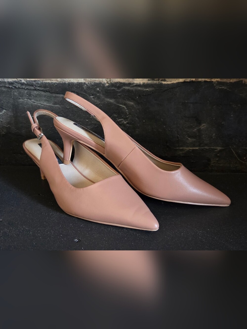 French Connection Blush Pink Pointed Slingback Heels
